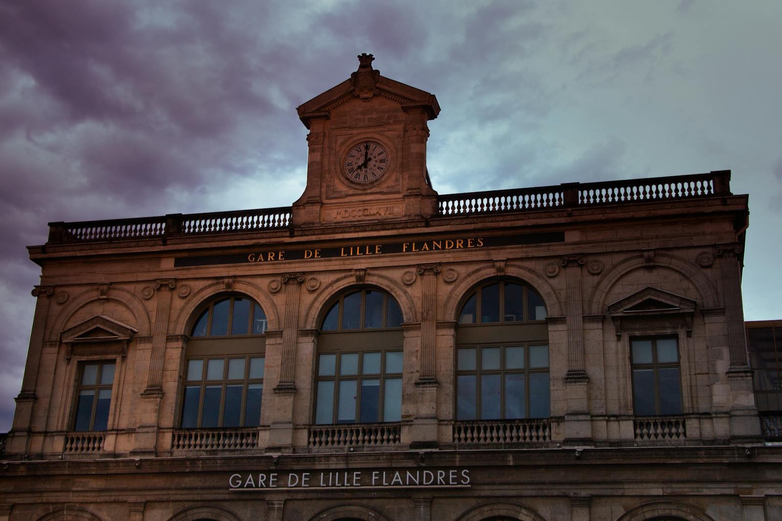 The Clock Tower of Lille-Flandres Station in Lille, France