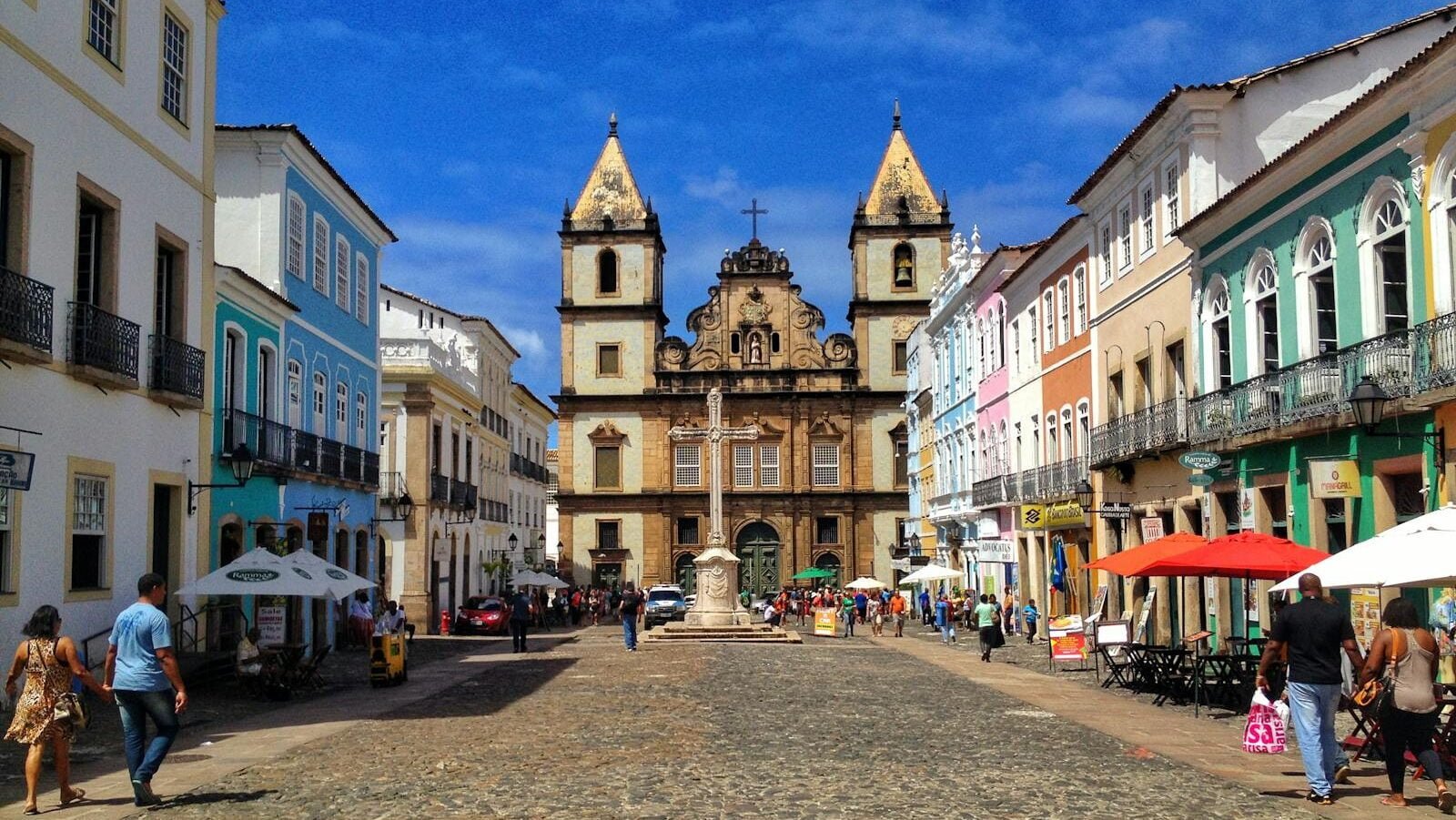 Historical center of city in sunlight