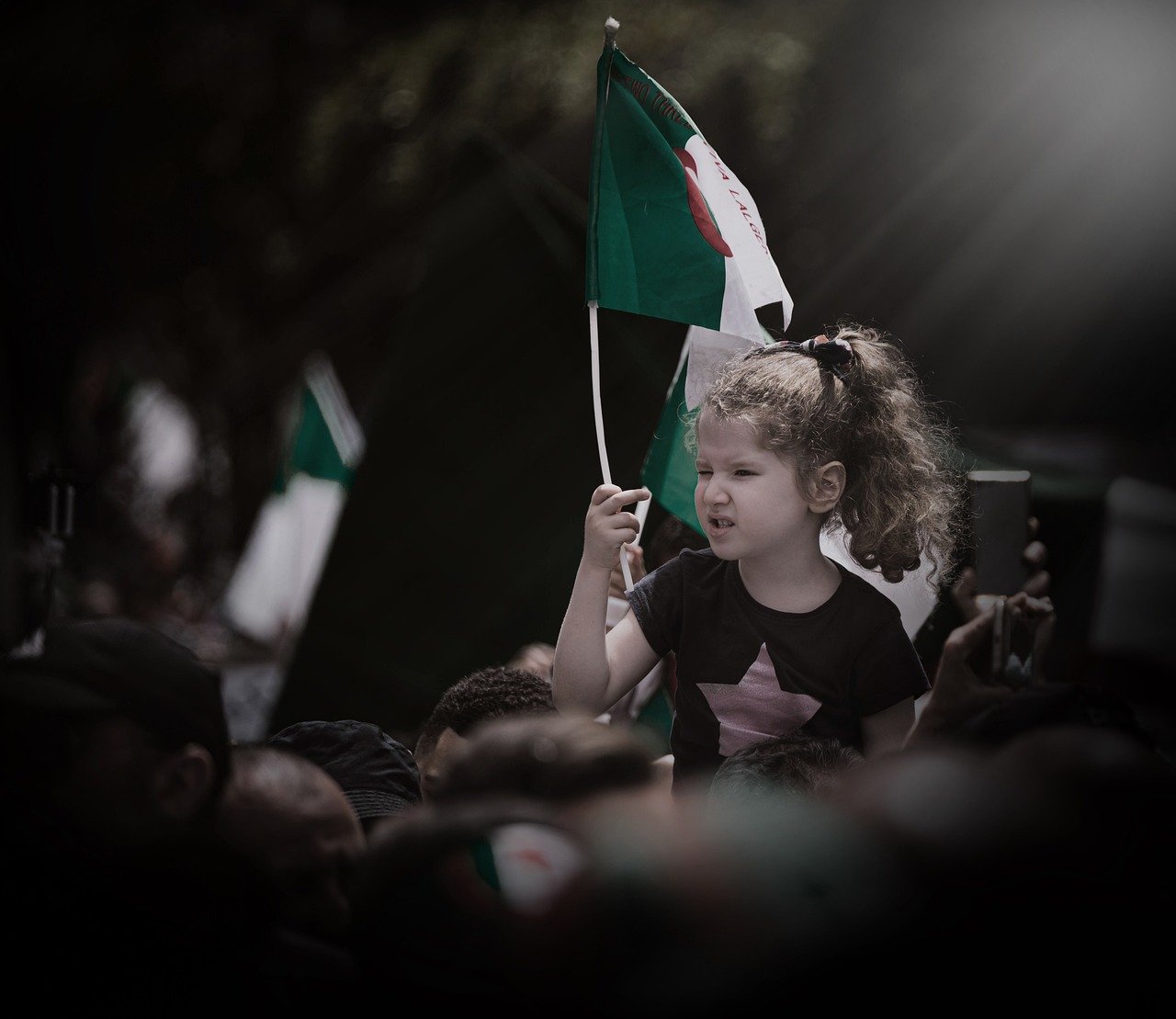 girl, algeria, flag