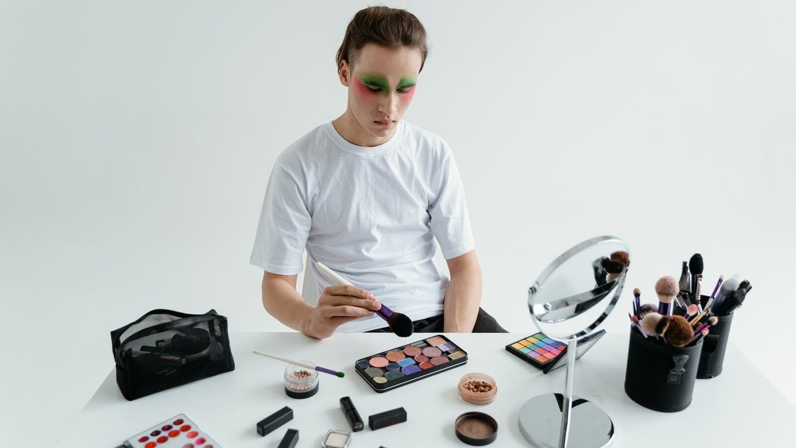 A Man Applying Makeup