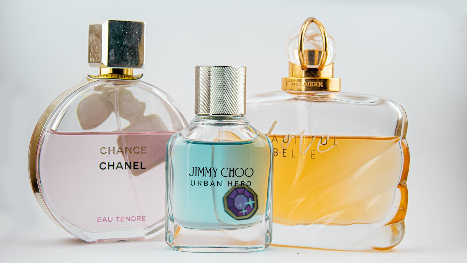 Close Up Shot Of Perfume Bottles
